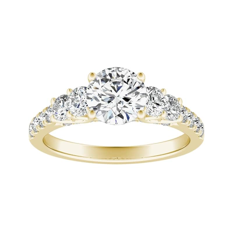 Auriya 14k Gold 2ct Moissanite and 5-Stone Diamond Engagement Ring 3/4ctw