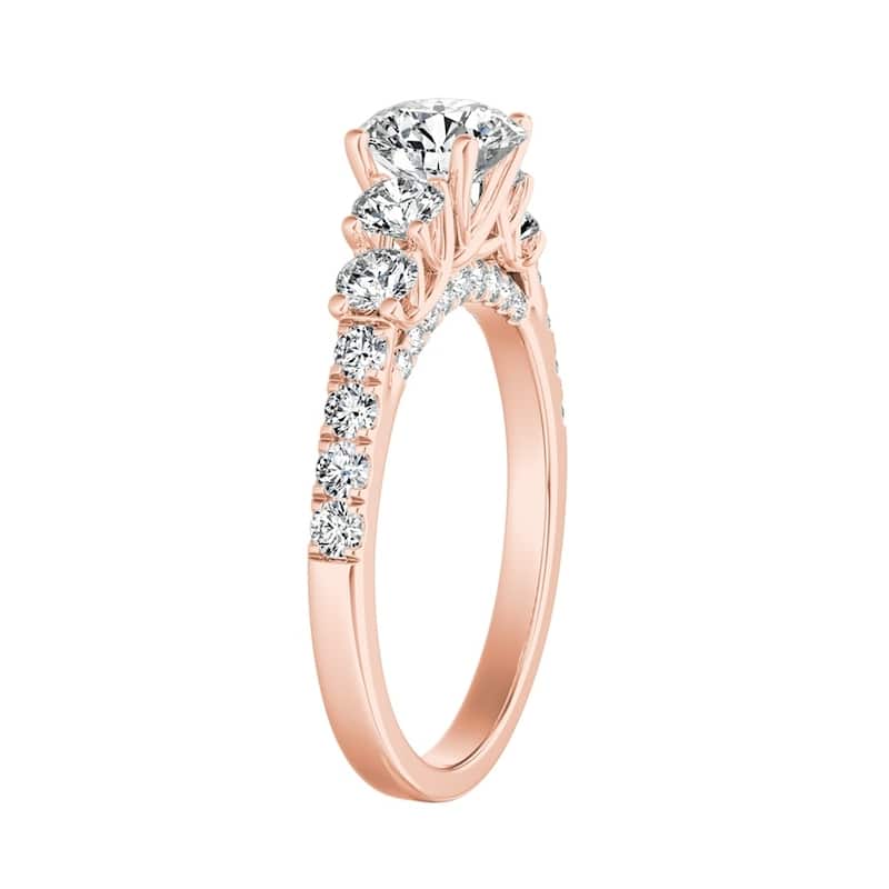 Auriya 14k Gold 2ct Moissanite and 5-Stone Diamond Engagement Ring 3/4ctw