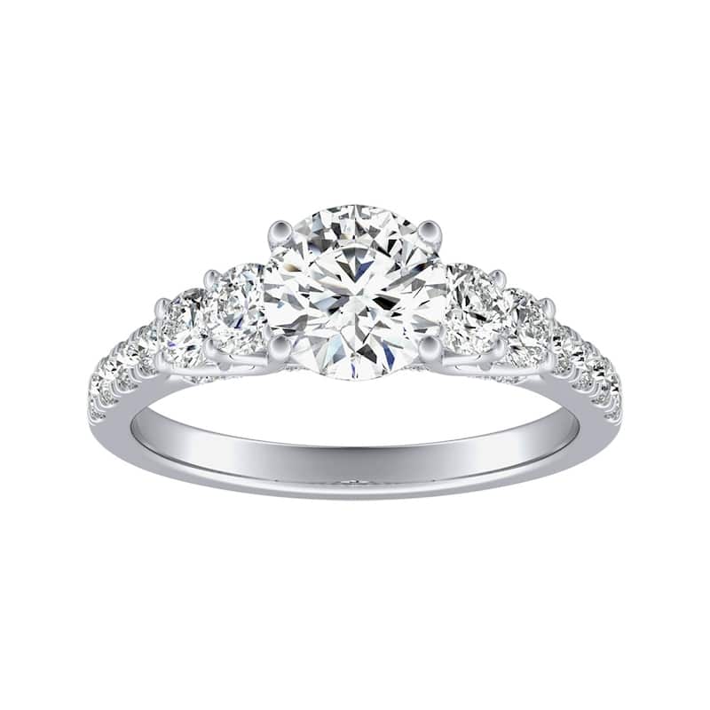 Auriya 14k Gold 2ct Moissanite and 5-Stone Diamond Engagement Ring 3/4ctw