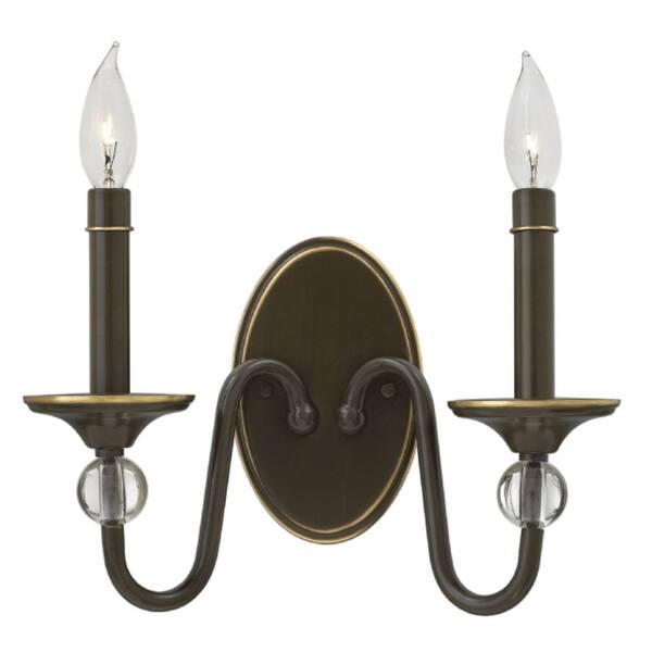 slide 1 of 1, Hinkley Eleanor 2-Light Sconce in Light Oiled Bronze