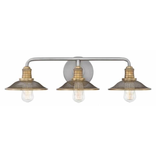slide 1 of 1, Hinkley Rigby 3-Light Vanity Light in Antique Nickel