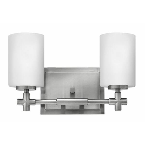 slide 1 of 1, Hinkley Laurel 2-Light Vanity Light in Brushed Nickel