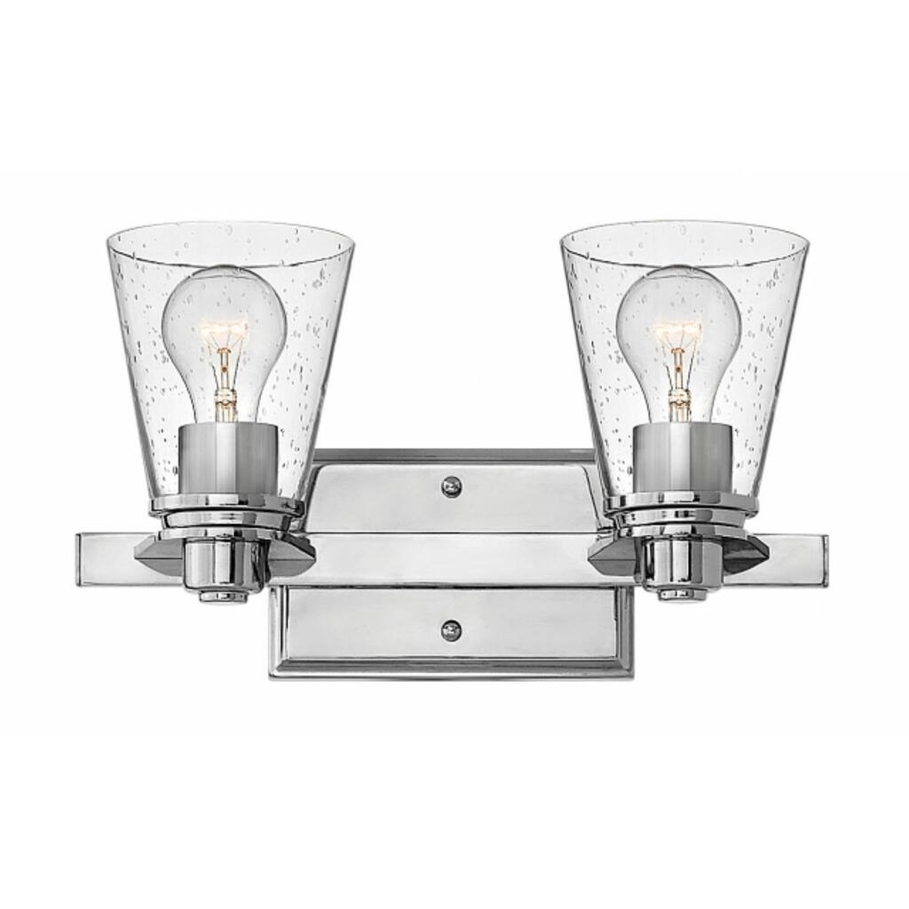 Hinkley Avon 2-Light Vanity Light in Chrome with Clear