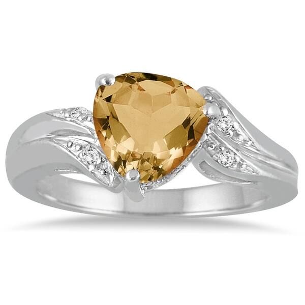 2 1 4 Carat Trillion Cut Citrine And Diamond Ring In 10k Trillion Cut Citrine And Diamond Ring