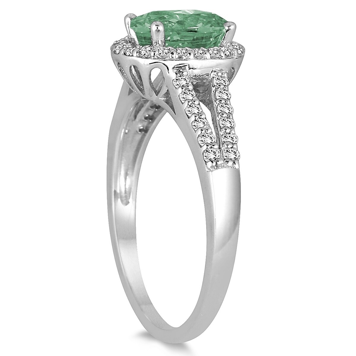 sizes 5-10 10K White Gold Diamond Natural Green Amethyst & Tiger Eye 2-stone Ring Oval 8x6mm