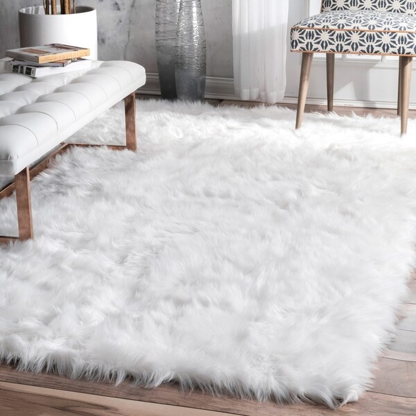 Nuloom White Faux Flokati Sheepskin Solid Soft And Plush Cloud Nuloom White Faux Flokati Sheepskin Solid Soft And Plush Cloud Area Rug 4