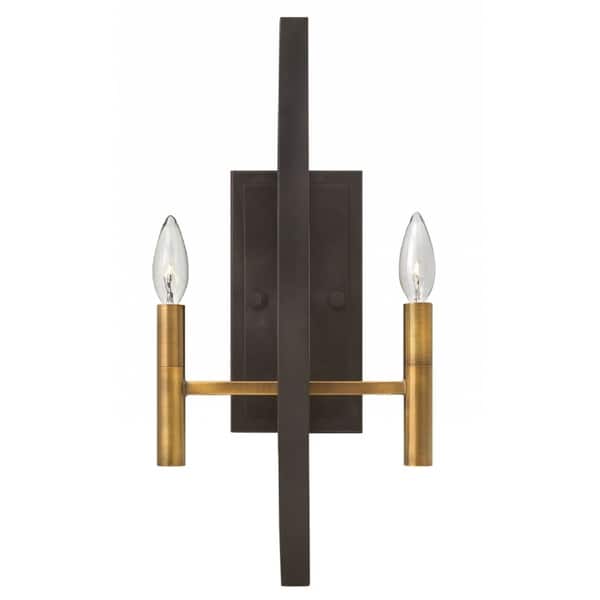 slide 1 of 1, Hinkley Euclid 2-Light Sconce in Spanish Bronze