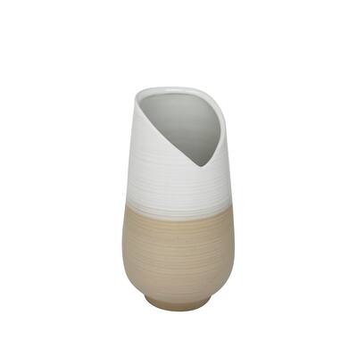 Sagebrook Home Ceramic Vase 10.5", White / Beige
