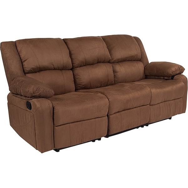 Serenity Clic Chocolate Brown Microfiber Reclining Sofa On Serenity Clic Chocolate Brown Microfiber Reclining Sofa On Free Shipping Today 22612234