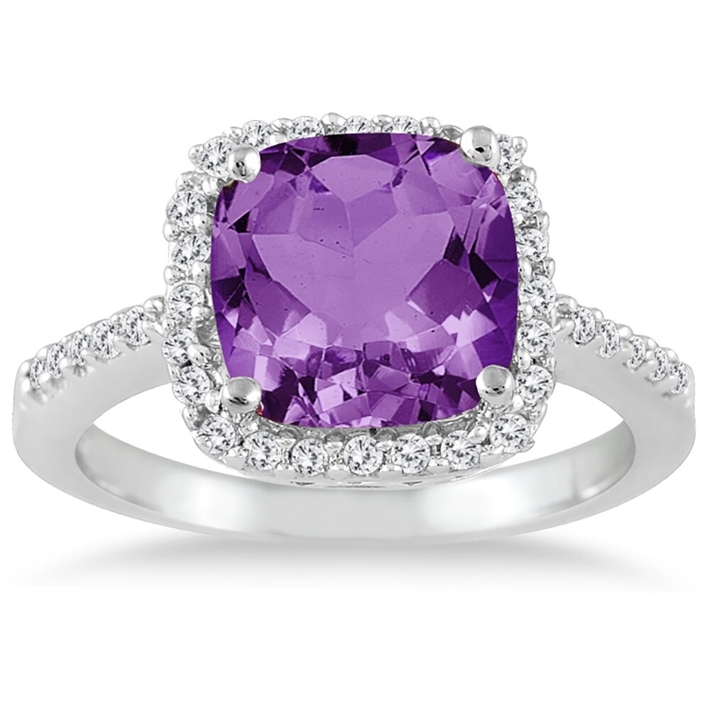 Shop 2 1 2 Carat Cushion Cut Amethyst And Diamond Ring 14k White