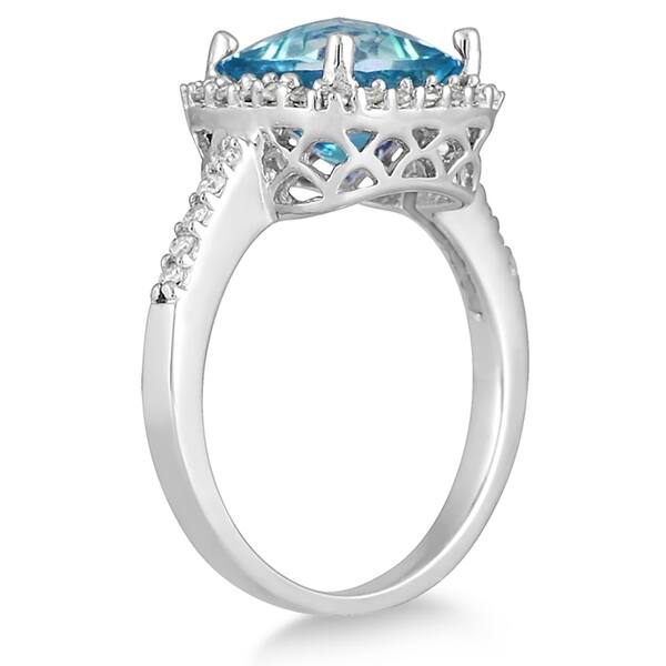 Shop 2 1 2 Carat Cushion Cut Blue Topaz And Diamond Ring 14k White