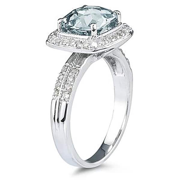 Shop 2 1 2 Carat Cushion Cut Aquamarine Diamond Ring In 14k