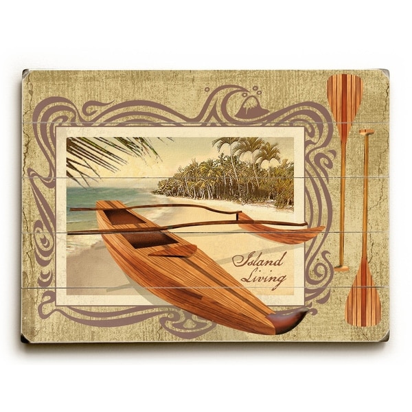Hawaiian Outrigger - Planked Wood Wall Decor by Lynne Ruttkay