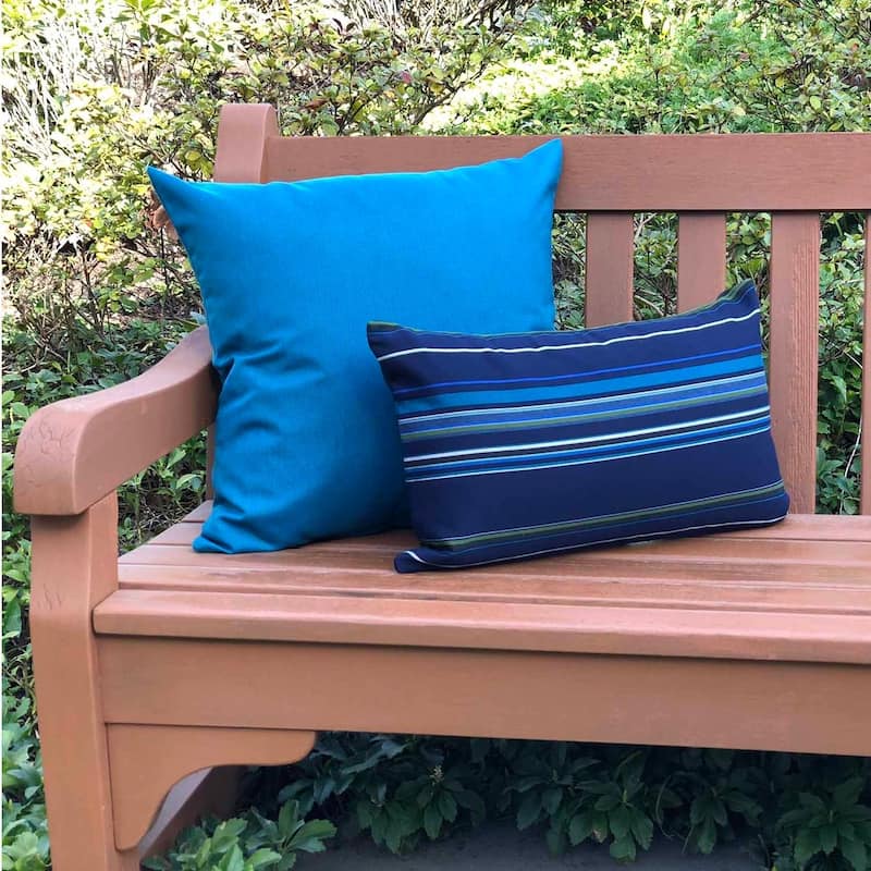 Sunbrella Stanton Lagoon 12x19 Outdoor Throw Pillow with Polyfill Insert - Indoor/Outdoor - 12" x 20" - Polyester - Single