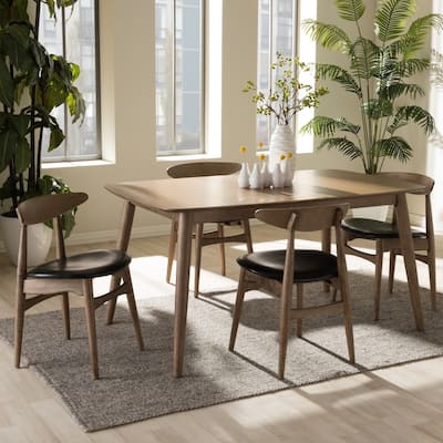 Carson Carrington Haapajarvi Mid-century Modern 5-piece French Oak Dining Set