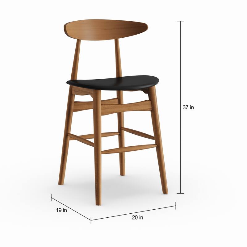 Carson Carrington Solna Mid-century Black Faux Leather Counter Stool (Set of 2)