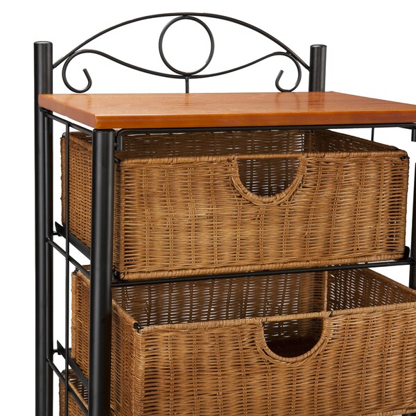 Rustic Brown Rattan Drawer Basket Kitchen Dining Bedroom Shelf Storage Rattan Drawer Basket Kitchen Dining