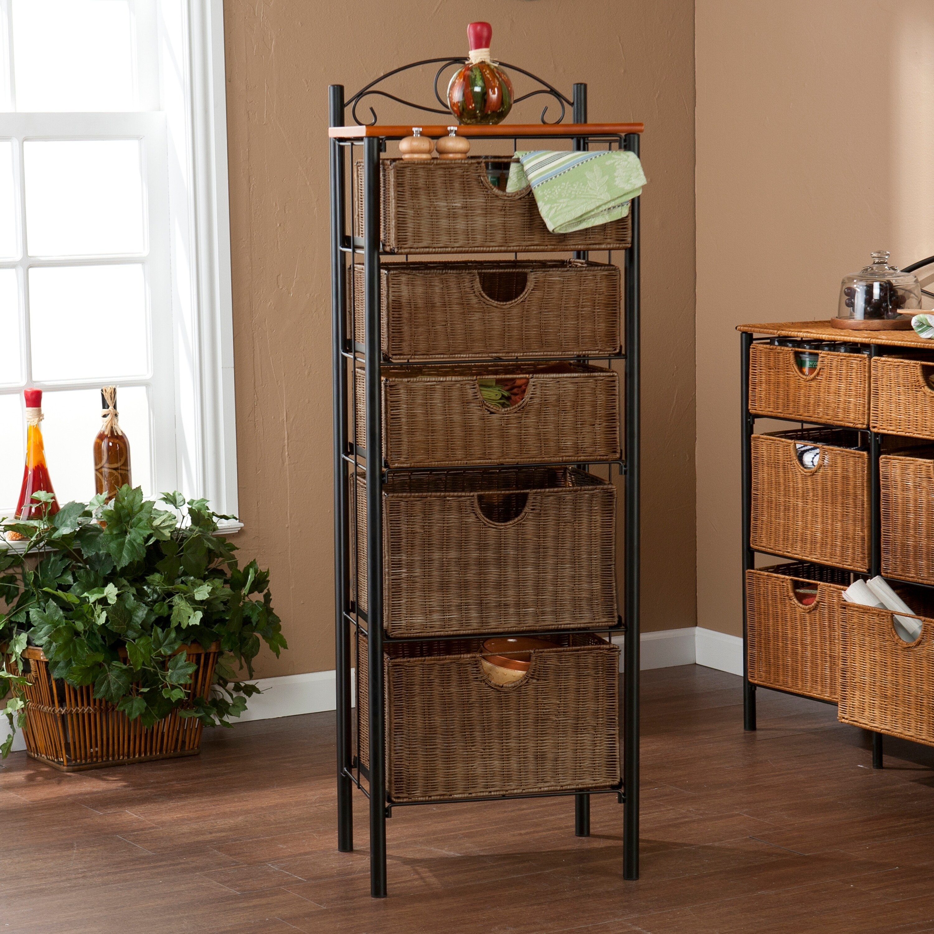 Shop Copper Grove Stoyoma Wicker 5 Drawer Storage Unit On Sale