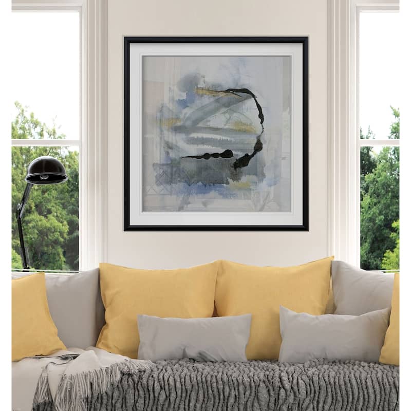 Cool Water I -Custom Framed Print - blue, white, grey, yellow, green, silver, gold