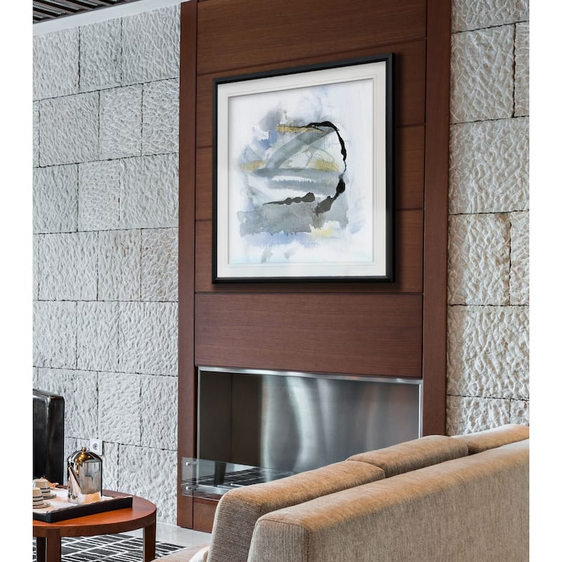Cool Water I -Custom Framed Print - blue, white, grey, yellow, green, silver, gold