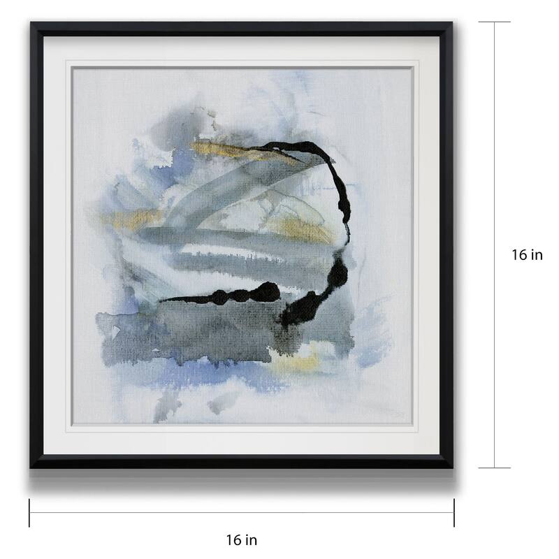 Cool Water I -Custom Framed Print - blue, white, grey, yellow, green, silver, gold