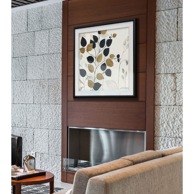 Silhouette Neutre I -Custom Framed Print - blue, white, grey, yellow, green, silver, gold