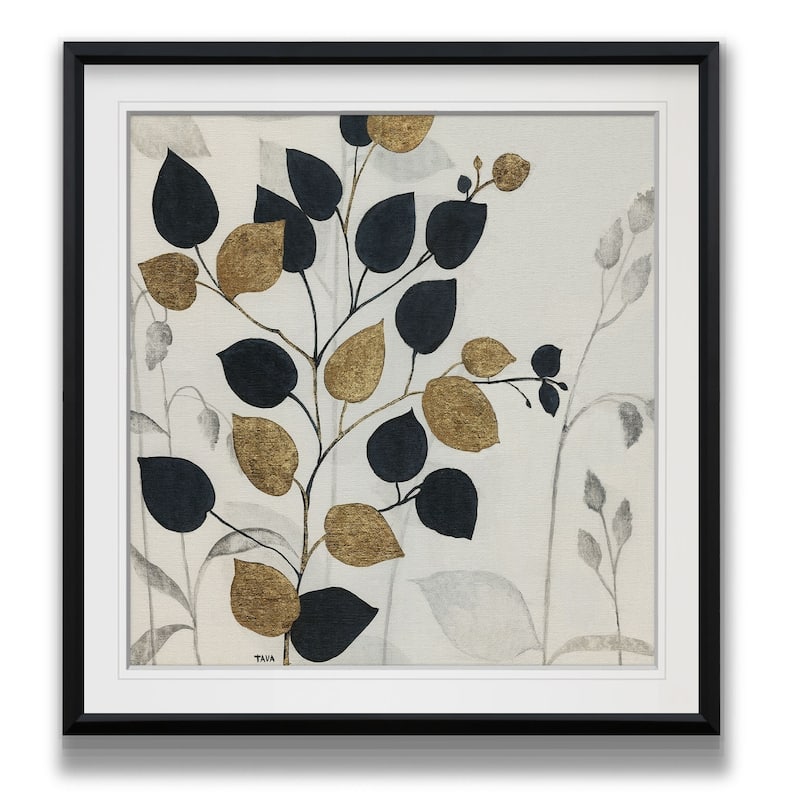 Silhouette Neutre I -Custom Framed Print - blue, white, grey, yellow, green, silver, gold