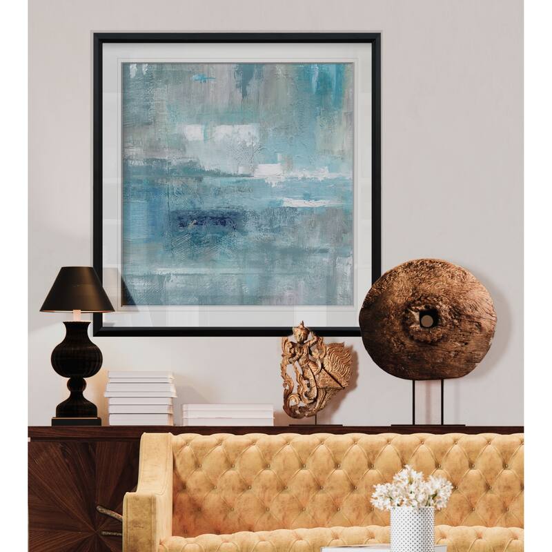 Bay View -Custom Framed Print - blue, white, grey, yellow, green, silver, gold