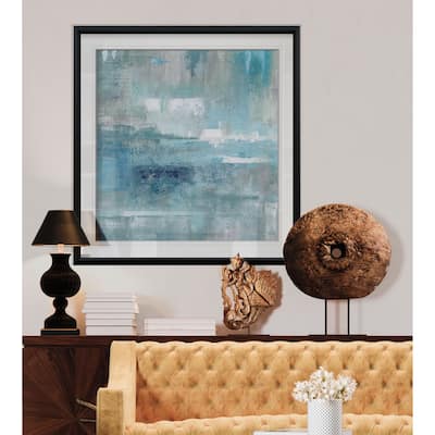 Bay View -Custom Framed Print - blue, white, grey, yellow, green, silver, gold