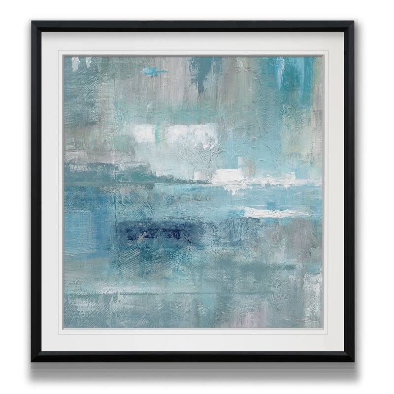 Bay View -Custom Framed Print - blue, white, grey, yellow, green, silver, gold