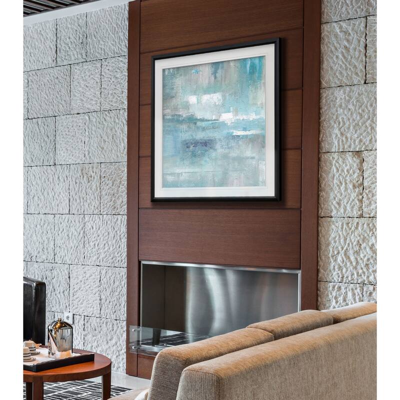 Bay View -Custom Framed Print - blue, white, grey, yellow, green, silver, gold