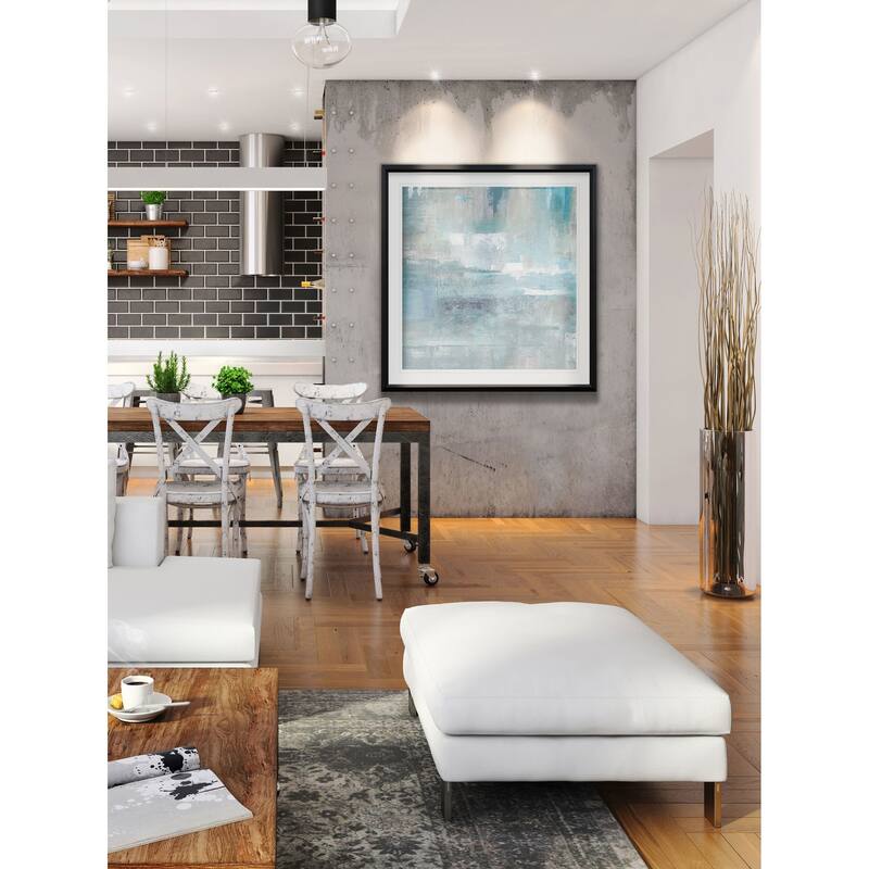 Bay View -Custom Framed Print - blue, white, grey, yellow, green, silver, gold