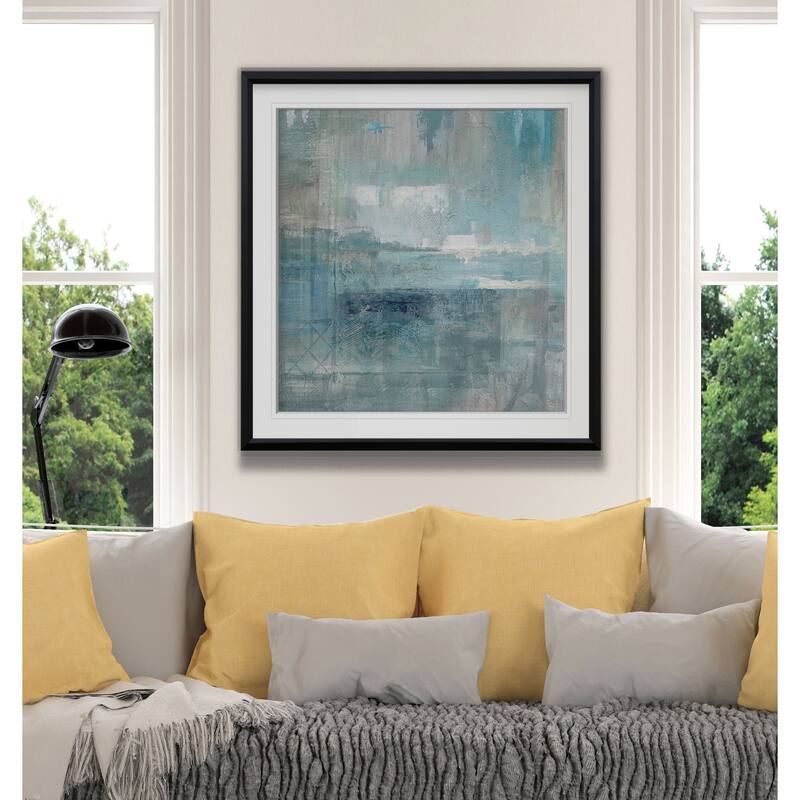 Bay View -Custom Framed Print - blue, white, grey, yellow, green, silver, gold