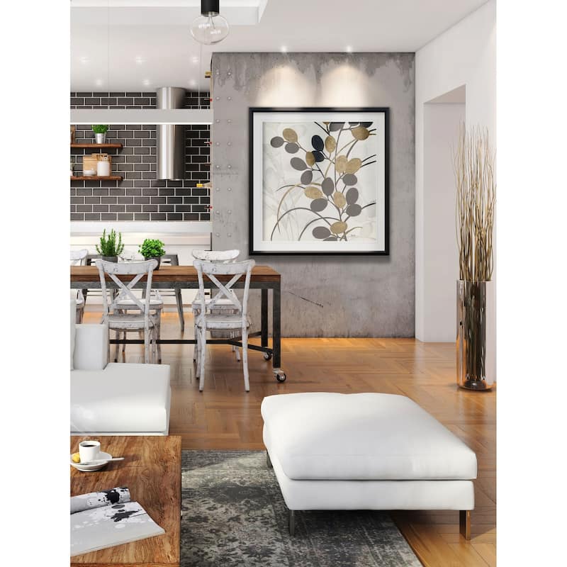 Silhouette Neutre II -Custom Framed Print - blue, white, grey, yellow, green, silver, gold