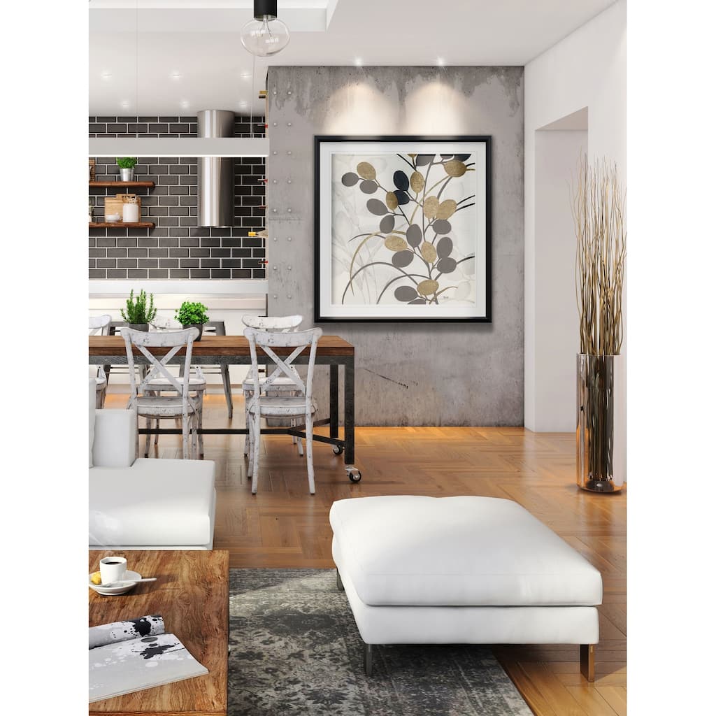 Silhouette Neutre II -Custom Framed Print - blue, white, grey, yellow, green, silver, gold