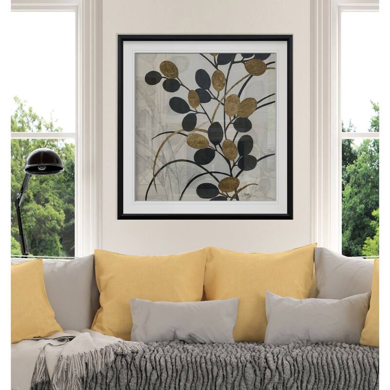 Silhouette Neutre II -Custom Framed Print - blue, white, grey, yellow, green, silver, gold
