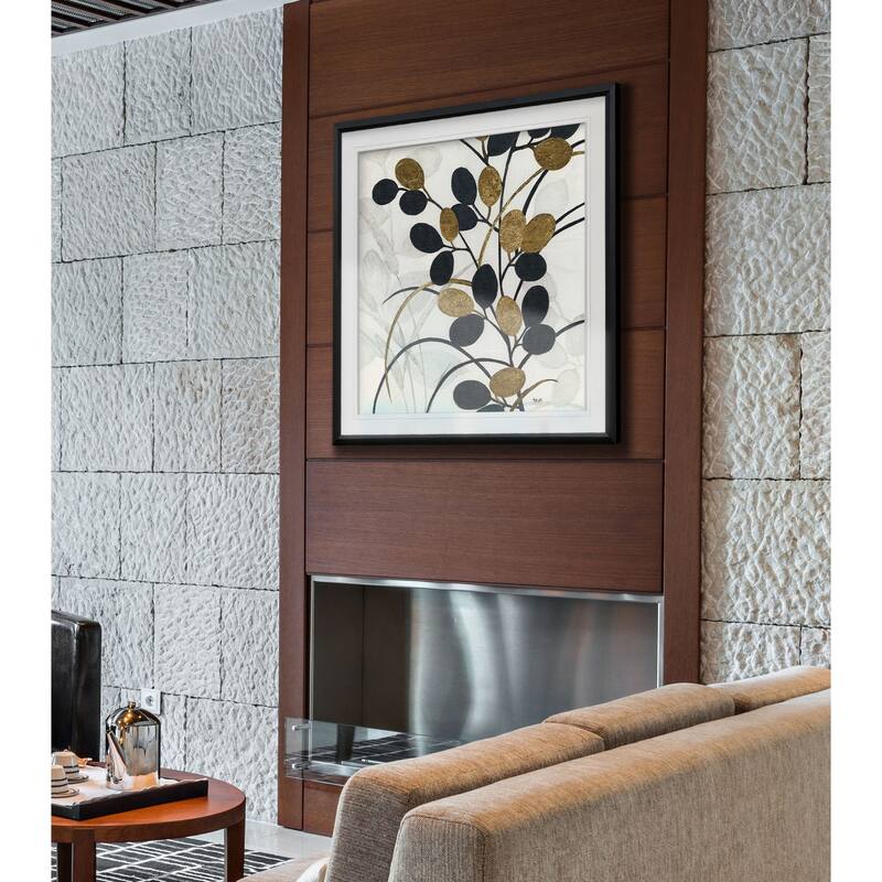 Silhouette Neutre II -Custom Framed Print - blue, white, grey, yellow, green, silver, gold