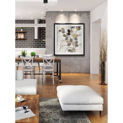 Silhouette Neutre II -Custom Framed Print - blue, white, grey, yellow, green, silver, gold
