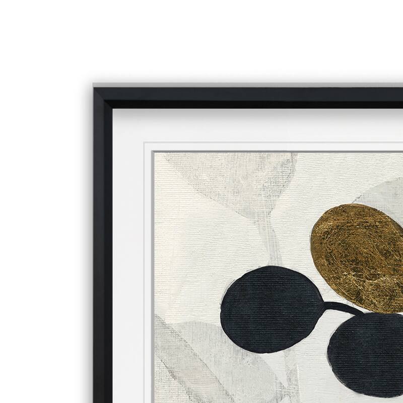 Silhouette Neutre II -Custom Framed Print - blue, white, grey, yellow, green, silver, gold