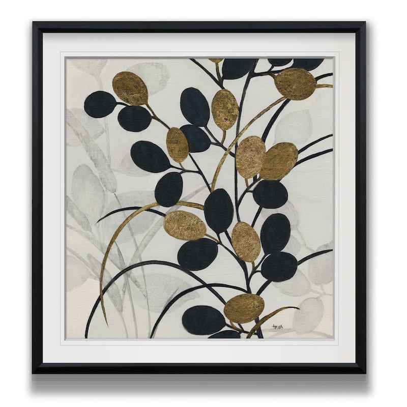 Silhouette Neutre II -Custom Framed Print - blue, white, grey, yellow, green, silver, gold