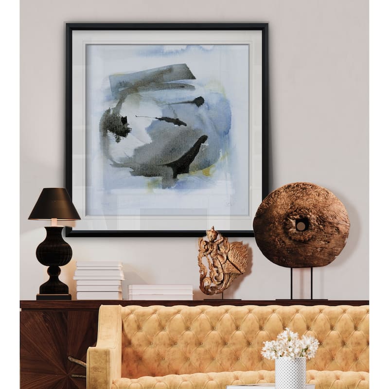 Cool Water III -Custom Framed Print - blue, white, grey, yellow, green, silver, gold