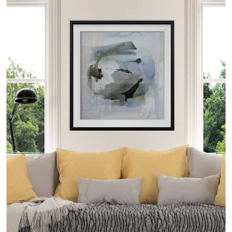 Cool Water III -Custom Framed Print - blue, white, grey, yellow, green, silver, gold