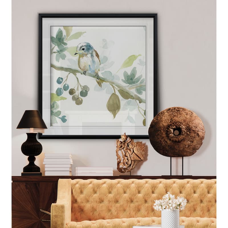 Spring Melody II -Custom Framed Print - blue, white, grey, yellow, green, silver, gold