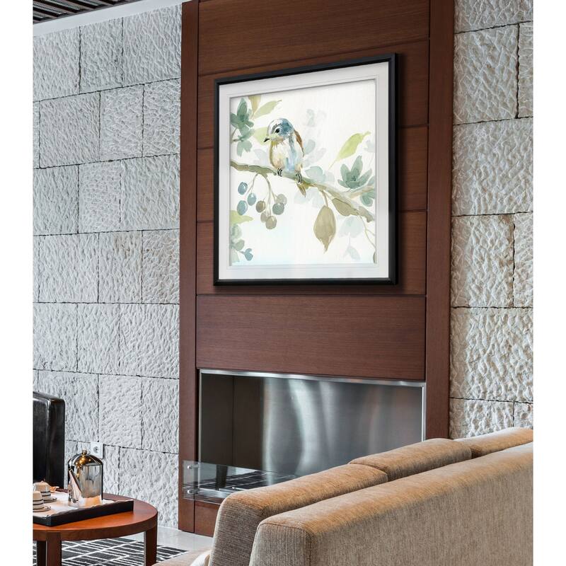 Spring Melody II -Custom Framed Print - blue, white, grey, yellow, green, silver, gold