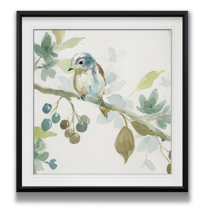 Spring Melody II -Custom Framed Print - blue, white, grey, yellow, green, silver, gold