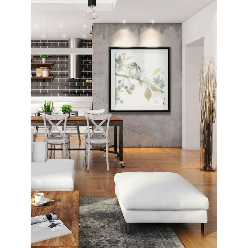 Spring Melody II -Custom Framed Print - blue, white, grey, yellow, green, silver, gold