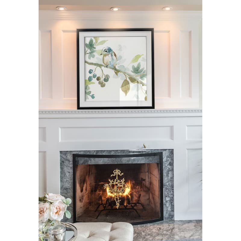 Spring Melody II -Custom Framed Print - blue, white, grey, yellow, green, silver, gold