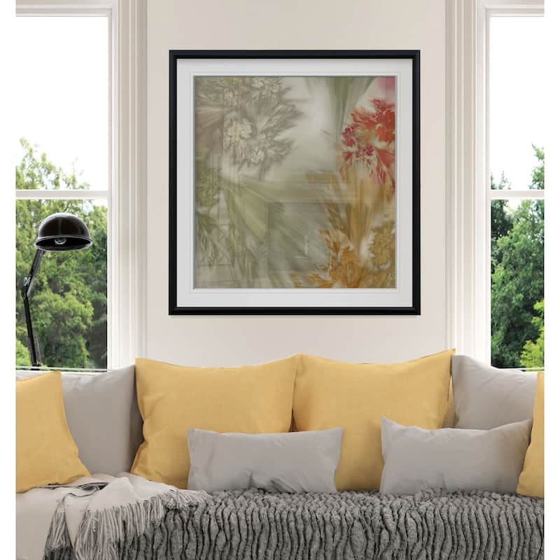 Whisper III -Custom Framed Print - blue, white, grey, yellow, green, silver, gold