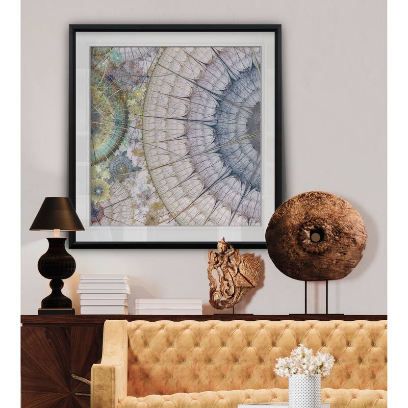 Clockworks III -Custom Framed Print - blue, white, grey, yellow, green, silver, gold