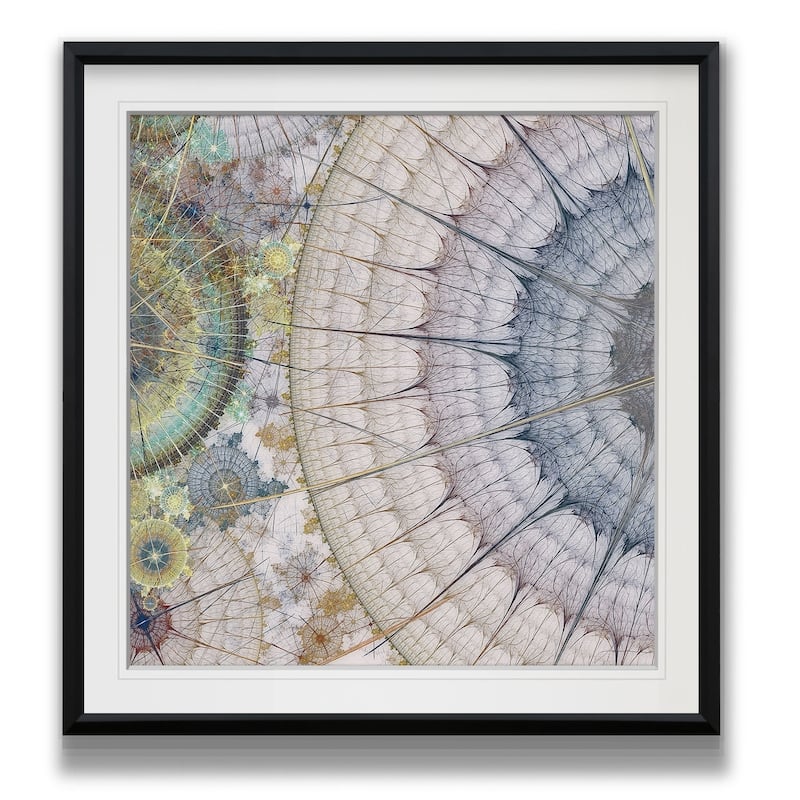 Clockworks III -Custom Framed Print - blue, white, grey, yellow, green, silver, gold